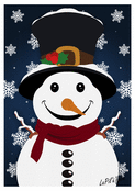 Bonhomme de neige souriant en pleine neige